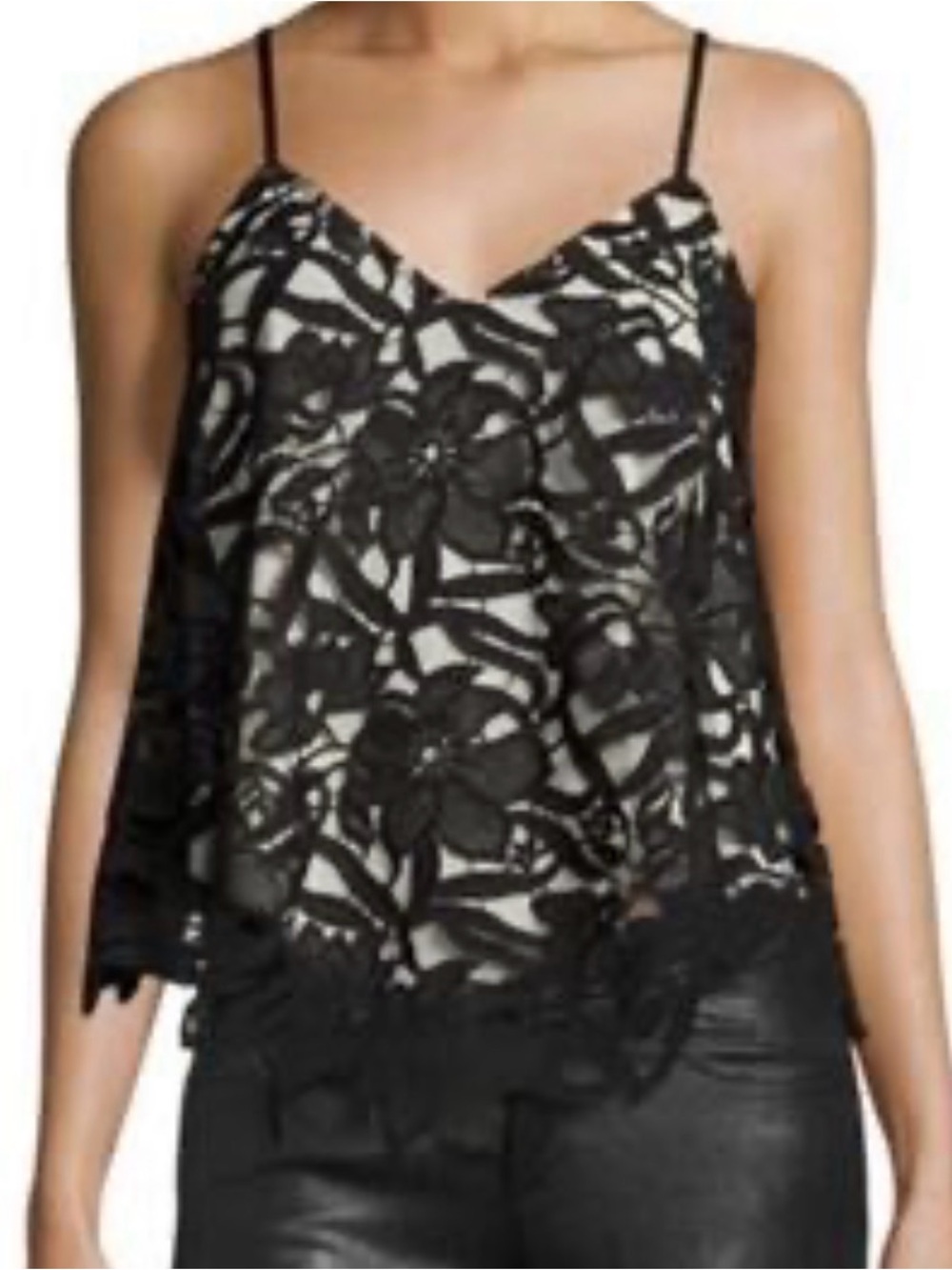 Alice + Olivia Black Floral Lace Camisole